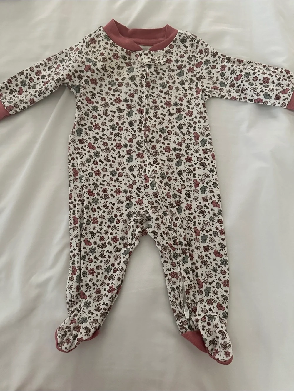 Carter's Rose Trim Floral Footed One-Piece